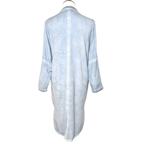 Anthropologie Blue Tie Dye 3/4 Sleeve High-Low Chambray Tunic Shirtdress - Picture 6 of 10